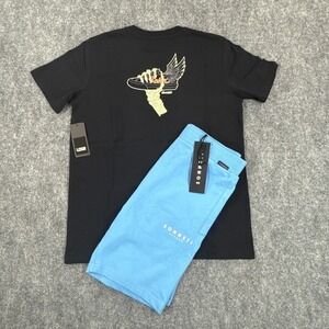 Sonneti LCKR Boys Large 12-13Yrs Shirt Shorts Set Black Blue Graphic Outfit NWT